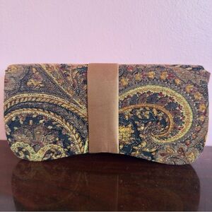 Kate Landry Vintage Chinese Laundry Paisley Clutch Handbag Brown Gold